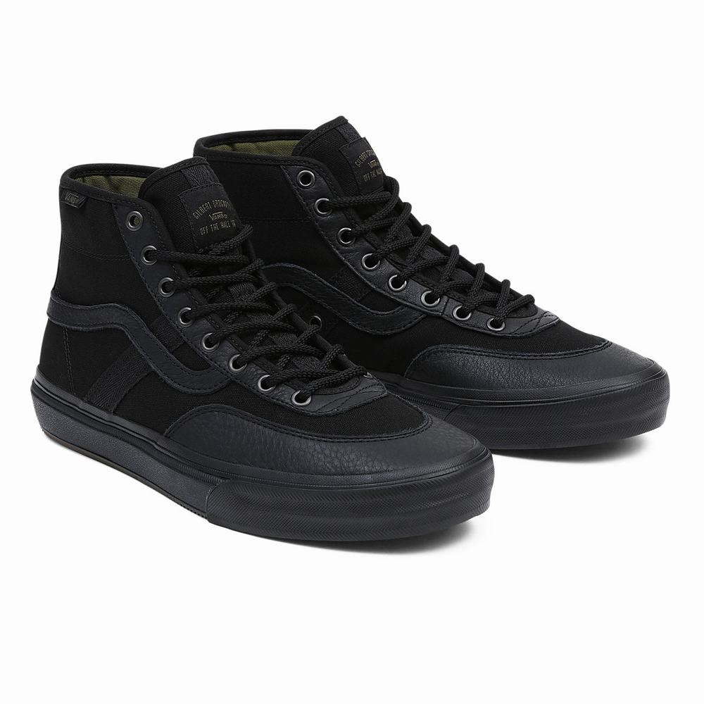 Men\'s Vans Crockett High Sneakers Black | USA23517