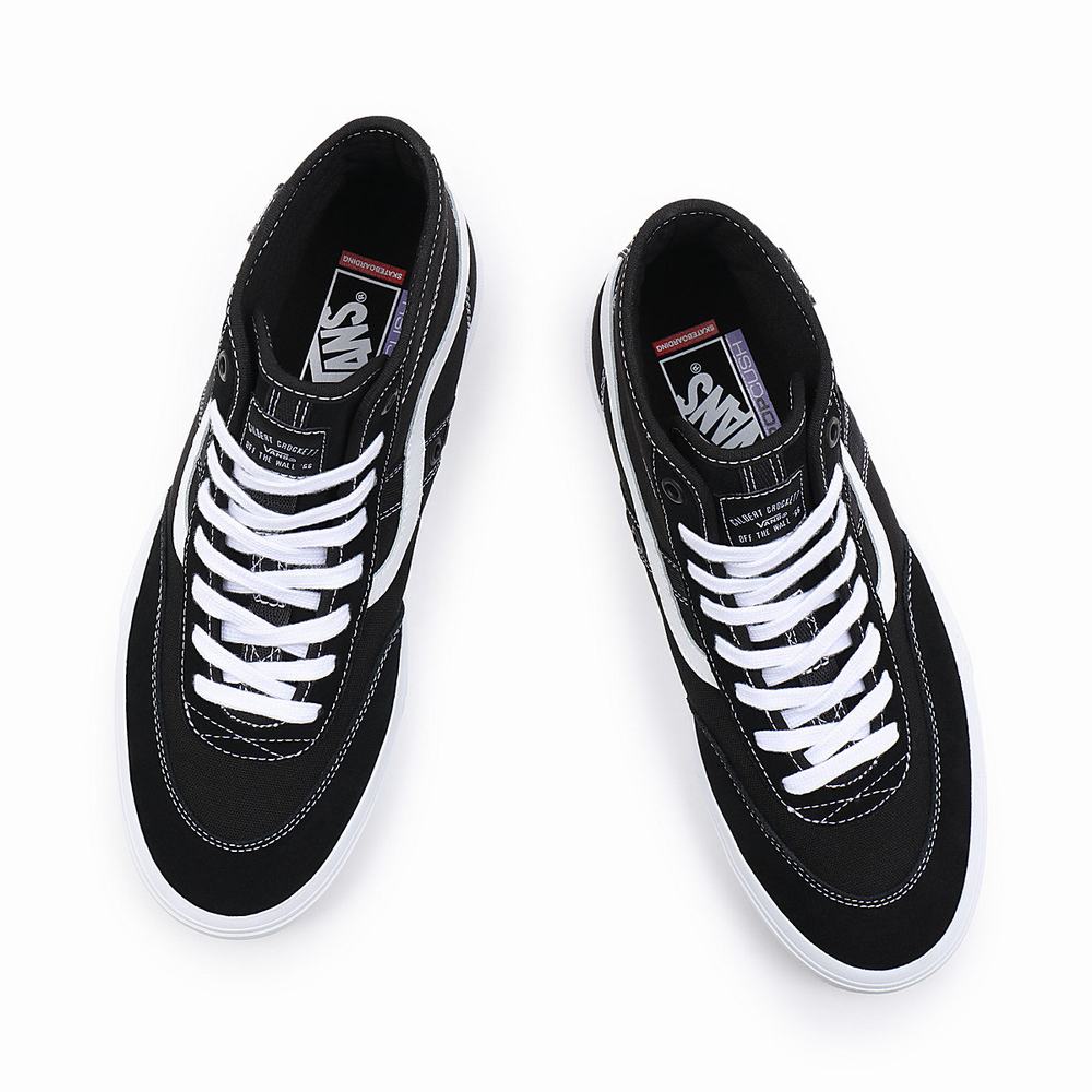 Men's Vans Crockett High Sneakers Black | USA87605