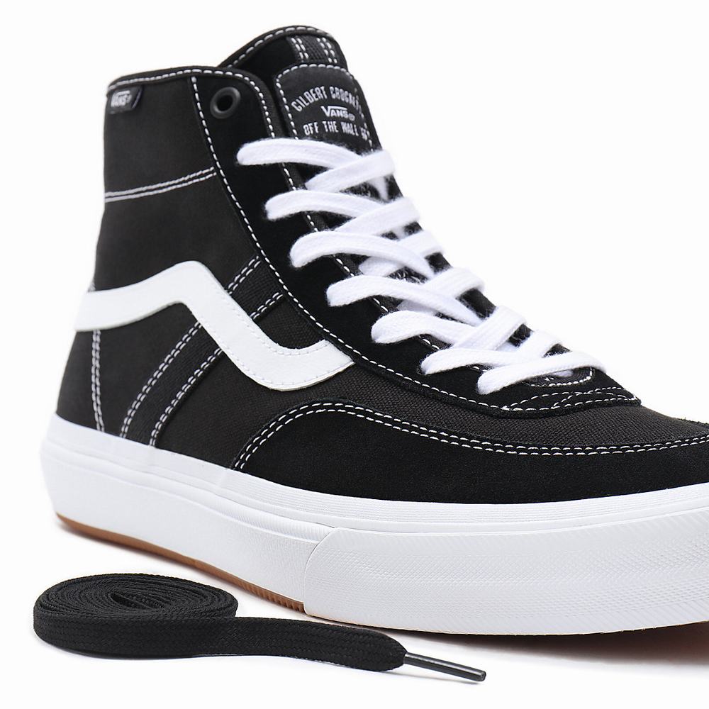 Men's Vans Crockett High Sneakers Black | USA87605