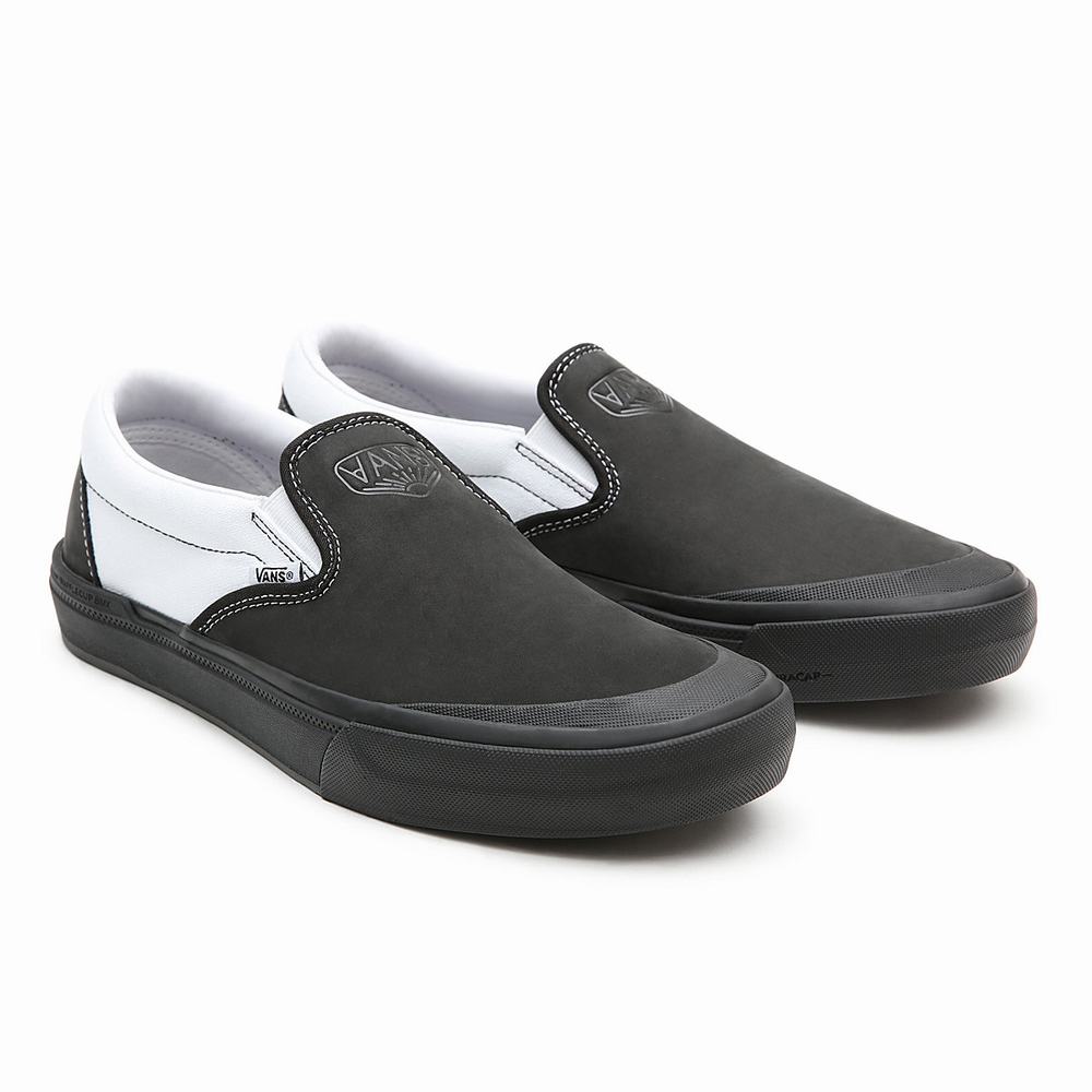 Men\'s Vans DAK BMX Slip On Shoes Black / White | USA56243