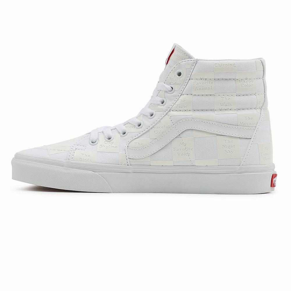 Men's Vans DIY Checkerboard Sk8-Hi Sneakers White | USA04935