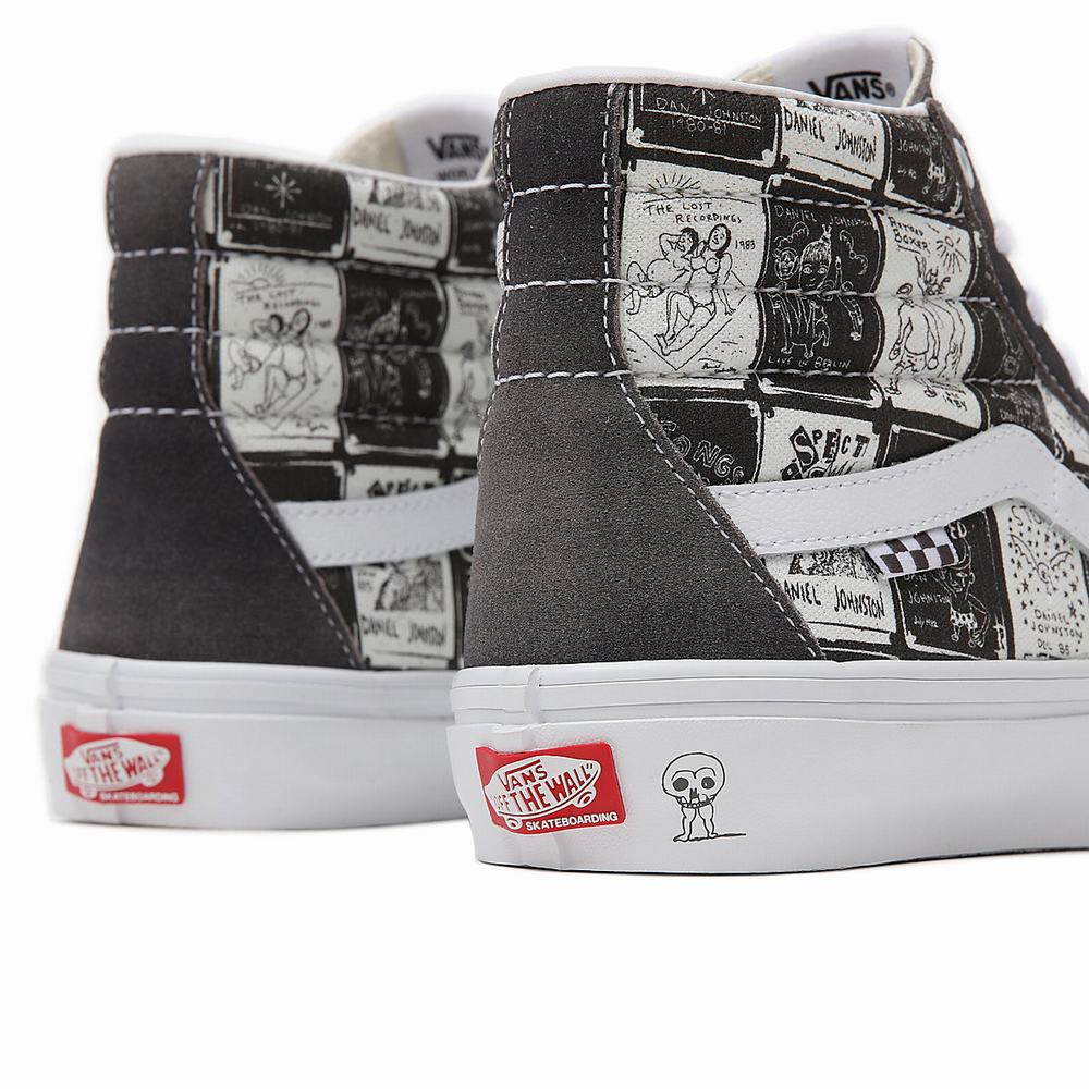 Men's Vans Daniel Johnston Skate SK8-Hi Sneakers Grey | USA48532