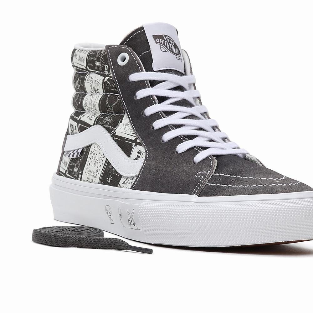 Men's Vans Daniel Johnston Skate SK8-Hi Sneakers Grey | USA48532