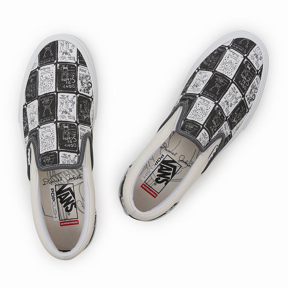 Men's Vans Daniel Johnston Skate Slip On Shoes Grey | USA56079