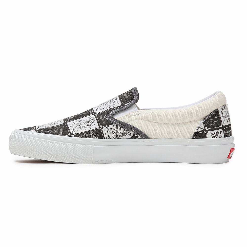 Men's Vans Daniel Johnston Skate Slip On Shoes Grey | USA56079