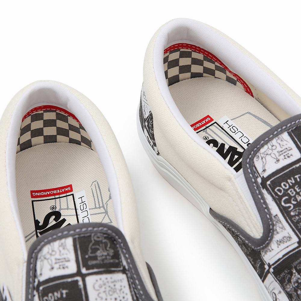 Men's Vans Daniel Johnston Skate Slip On Shoes Grey | USA56079