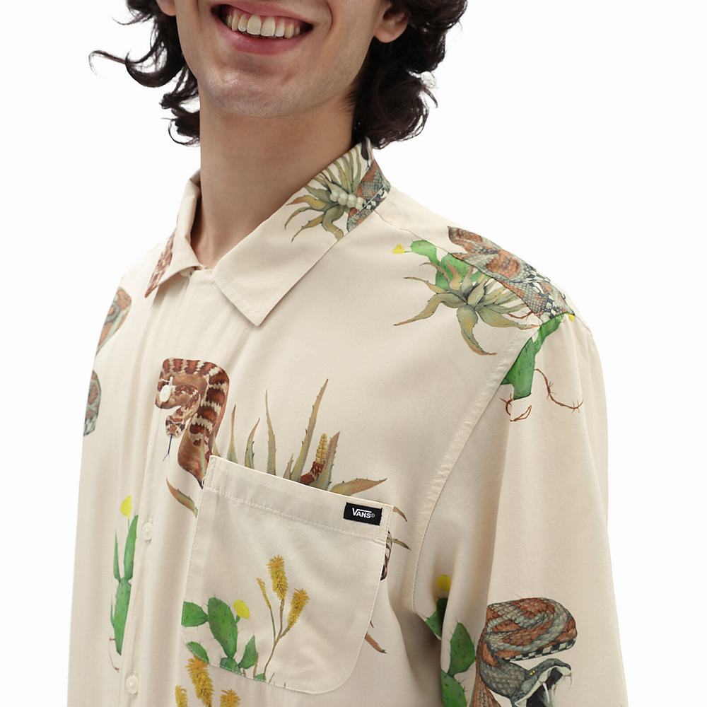 Men's Vans Desert Pack Woven Shirts White | USA18762