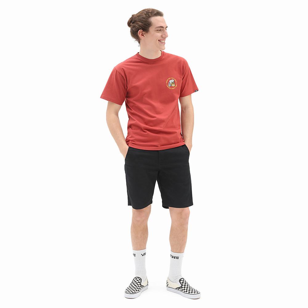 Men's Vans Drain Em Dry T Shirts Red | USA30652