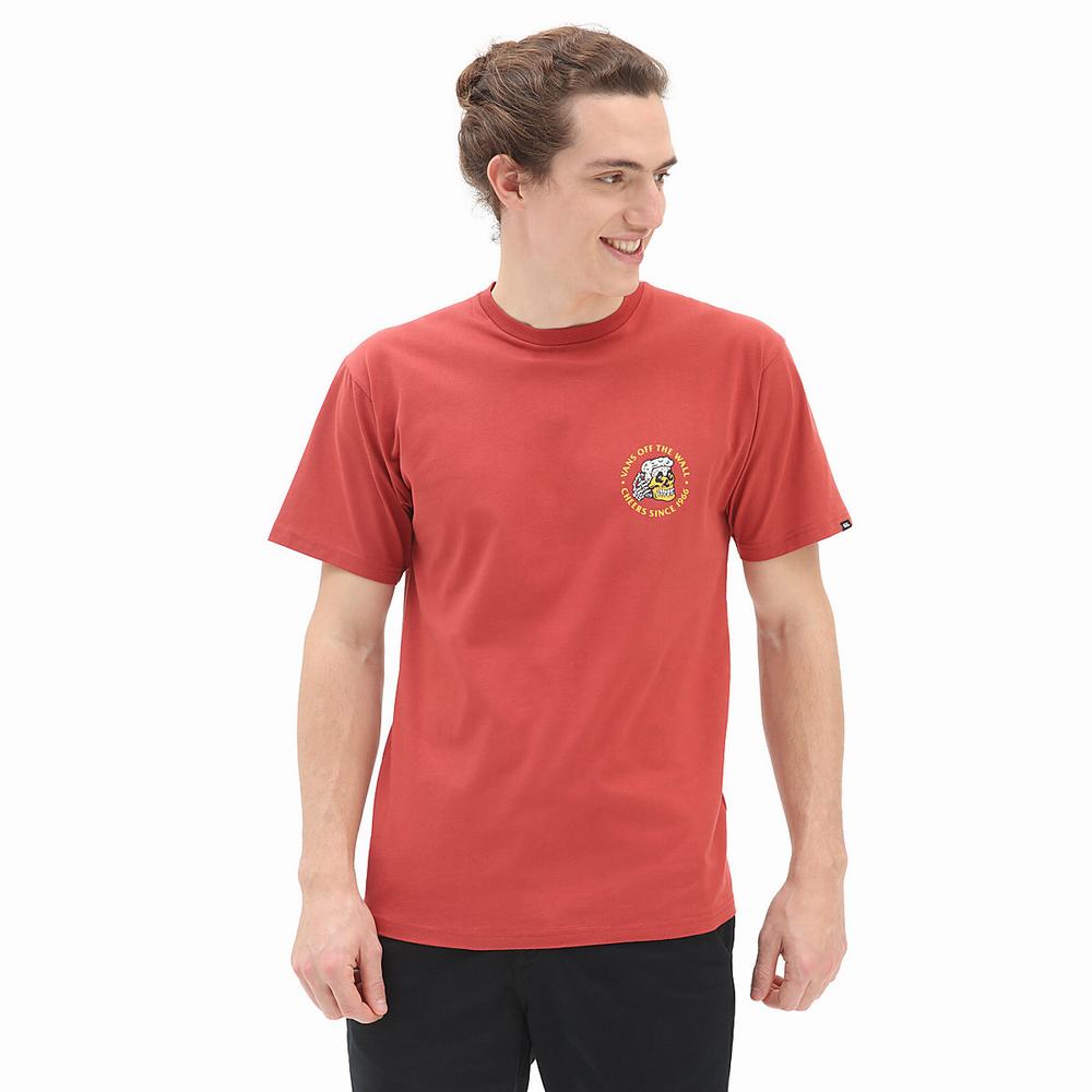 Men's Vans Drain Em Dry T Shirts Red | USA30652