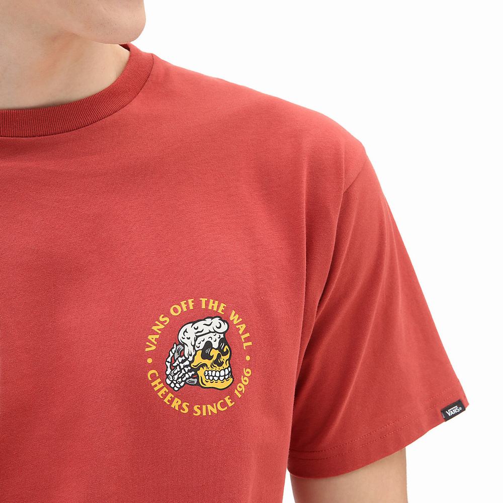 Men's Vans Drain Em Dry T Shirts Red | USA30652