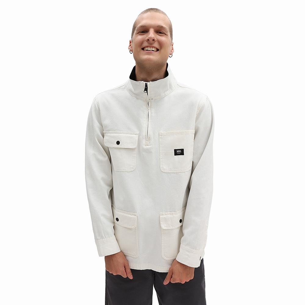 Men\'s Vans Drill Chore Anorak Jackets White | USA92615