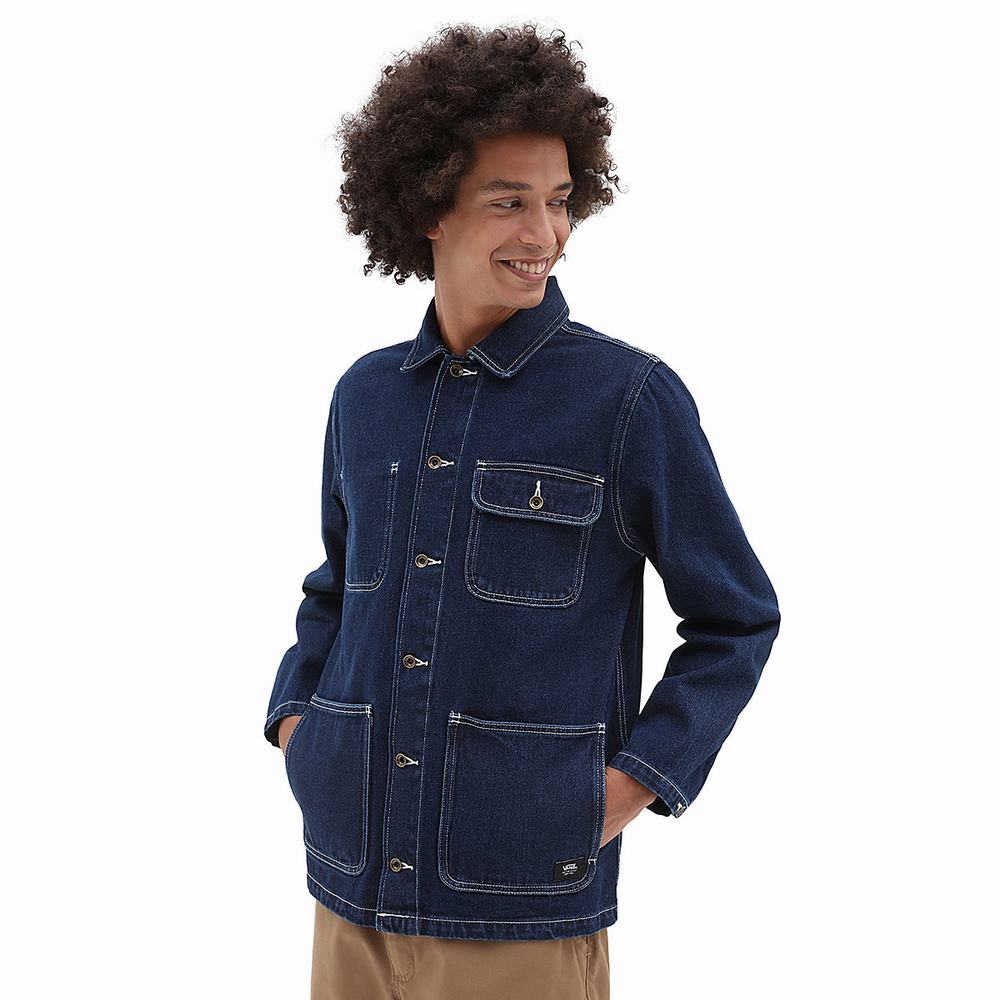 Men\'s Vans Drill Chore Denim Jackets Blue | USA40637