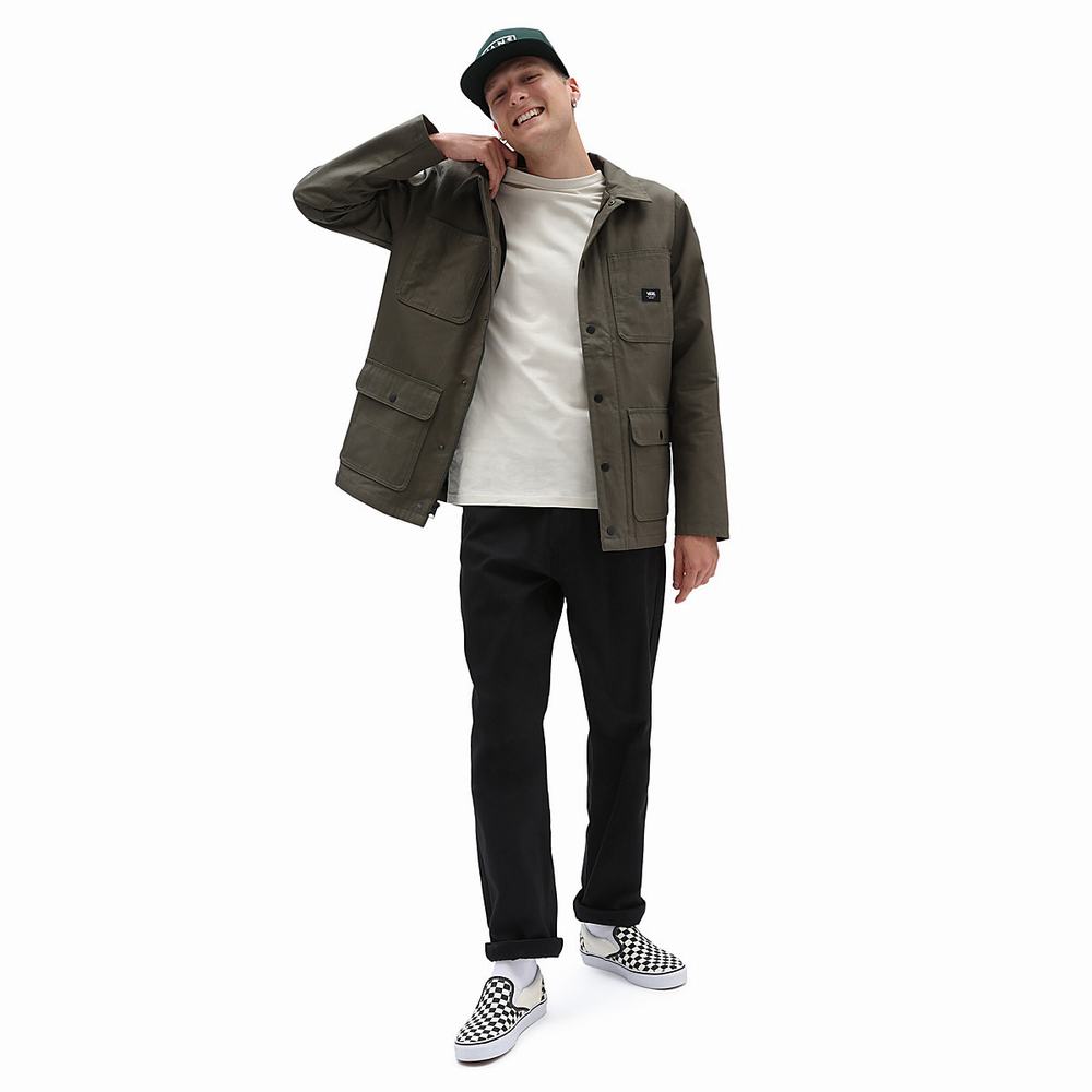 Men's Vans Drill Chore Lined Coats Green | USA57930