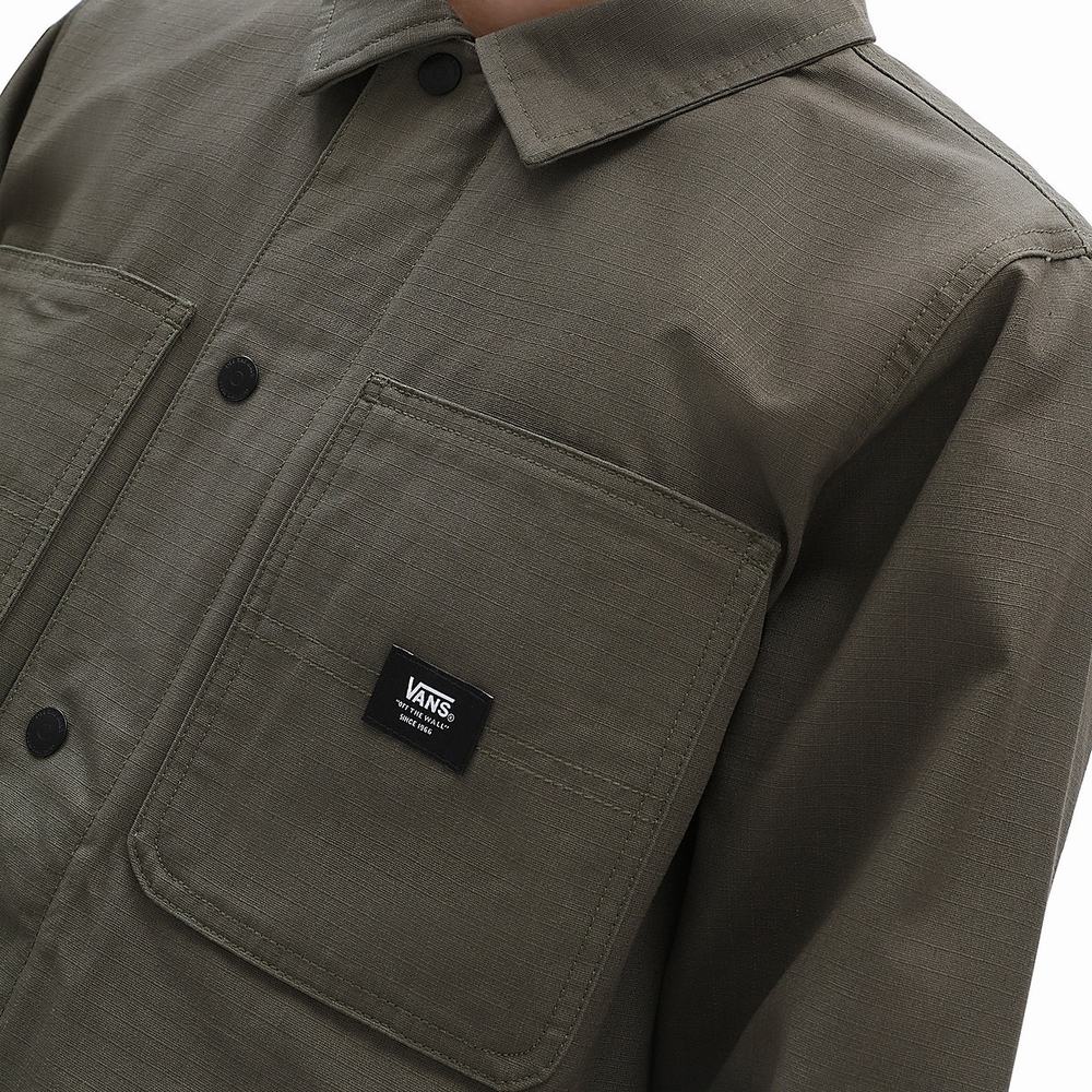 Men's Vans Drill Chore Lined Coats Green | USA57930