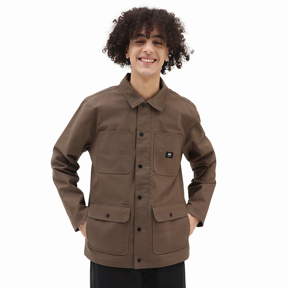 Men\'s Vans Drill Chore Lined Jackets Brown | USA08632