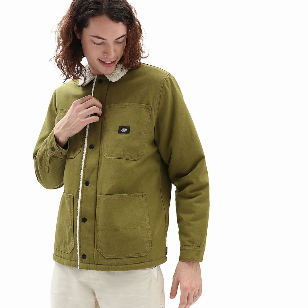 Men\'s Vans Drill Chore Sherpa Jackets Green | USA13865