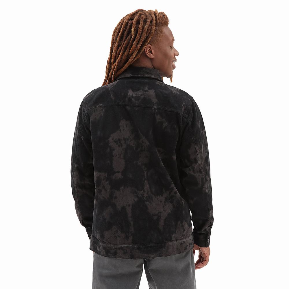 Men's Vans Drill Corduroy Tie Dye Jackets Black | USA18624