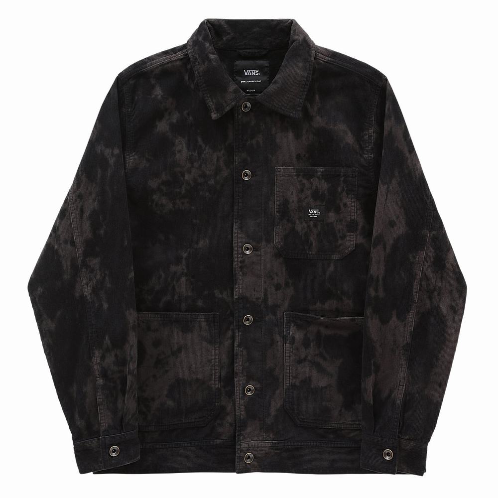 Men's Vans Drill Corduroy Tie Dye Jackets Black | USA18624