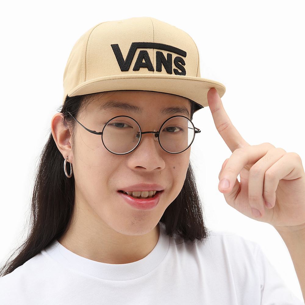 Men's Vans Drop V II Snapback Hats Beige | USA38702