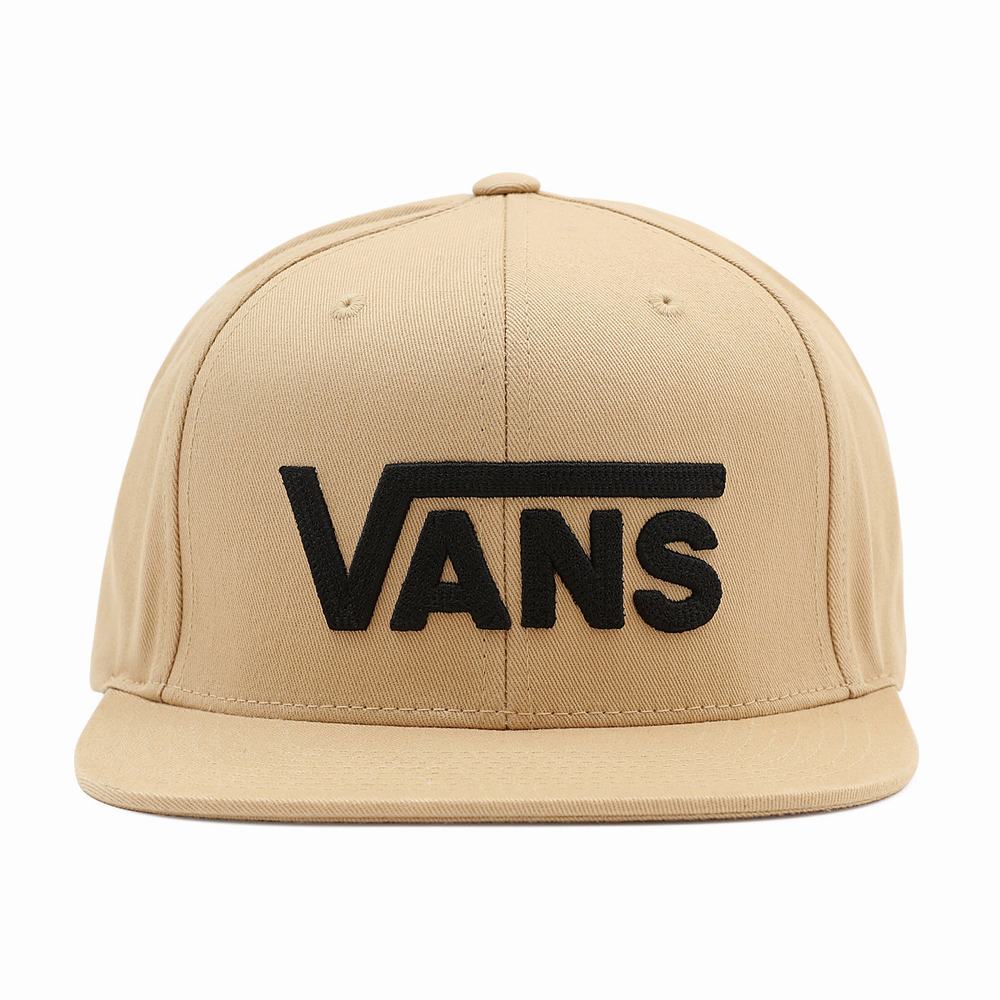 Men\'s Vans Drop V II Snapback Hats Beige | USA38702