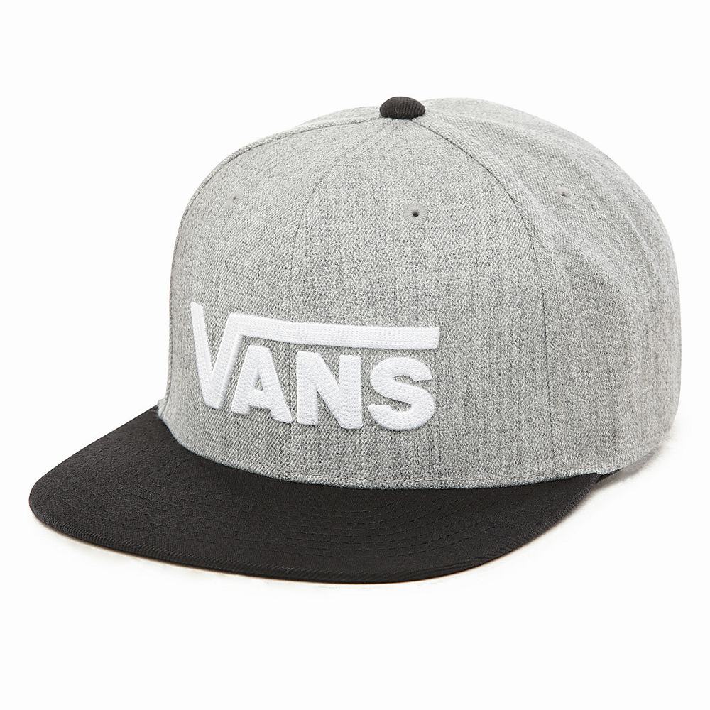 Men's Vans Drop V Snapback Hats Grey | USA80564