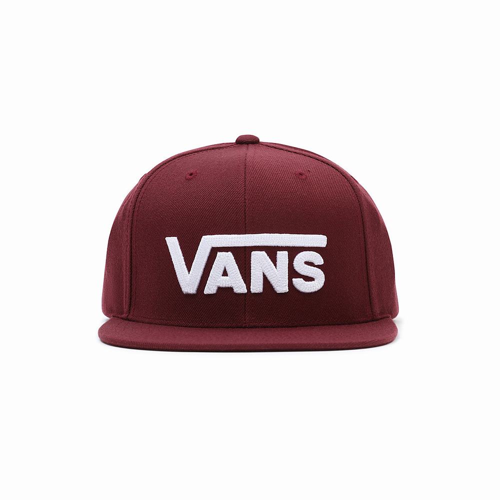 Men\'s Vans Drop V Snapback Hats Red | USA57389