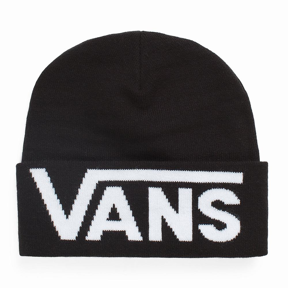 Men's Vans Drop V Tall Cuff Beanie Black | USA79048