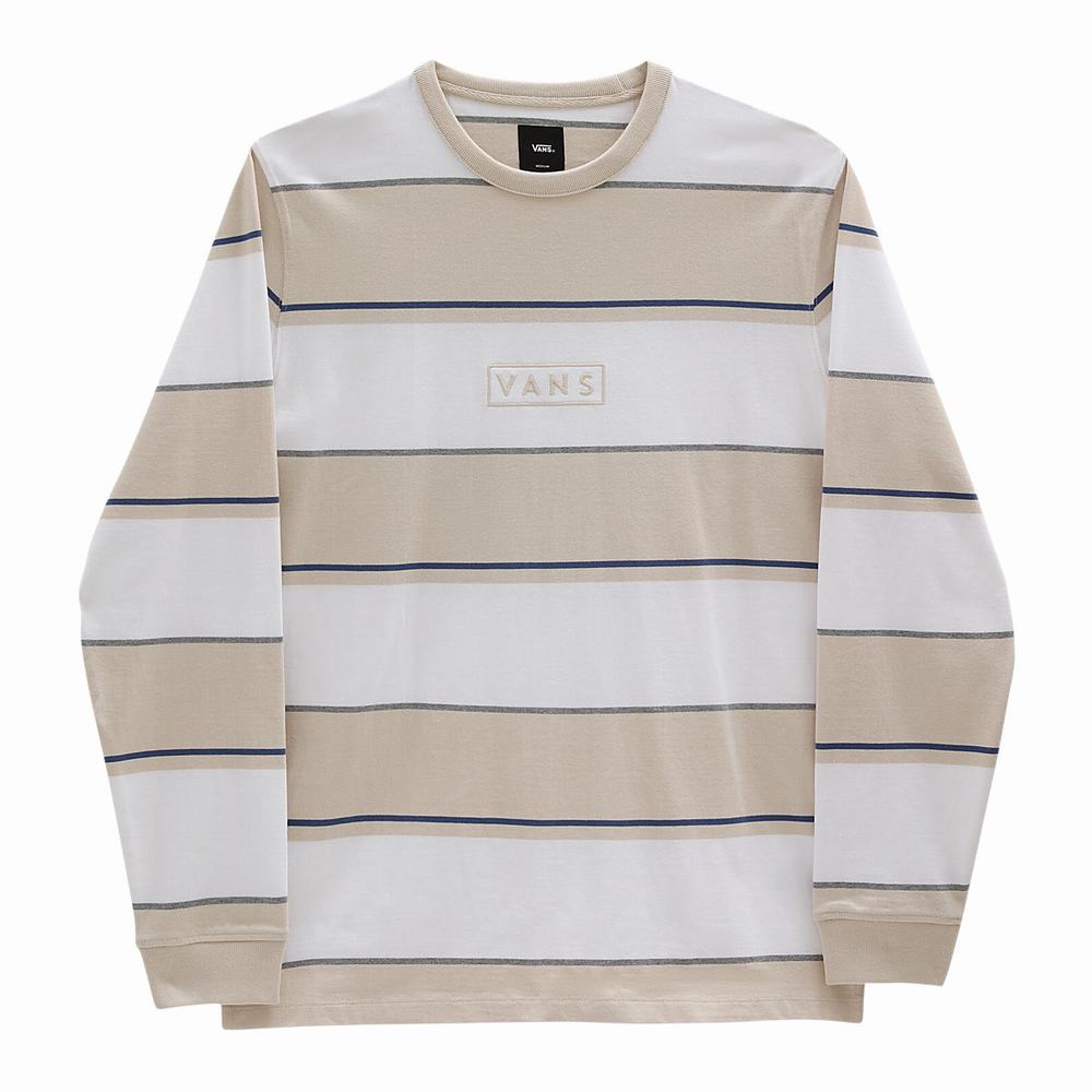 Men's Vans Easy Box Bold Stripe Long Sleeve Sweatshirts White / Beige | USA96420