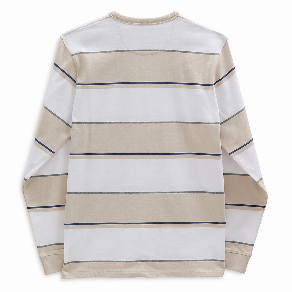 Men's Vans Easy Box Bold Stripe Long Sleeve Sweatshirts White / Beige | USA96420