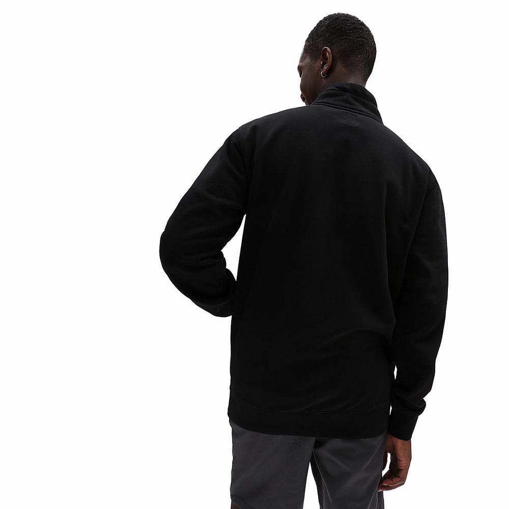 Men's Vans Easy Box Q-Zip Sweatshirts Black | USA85492