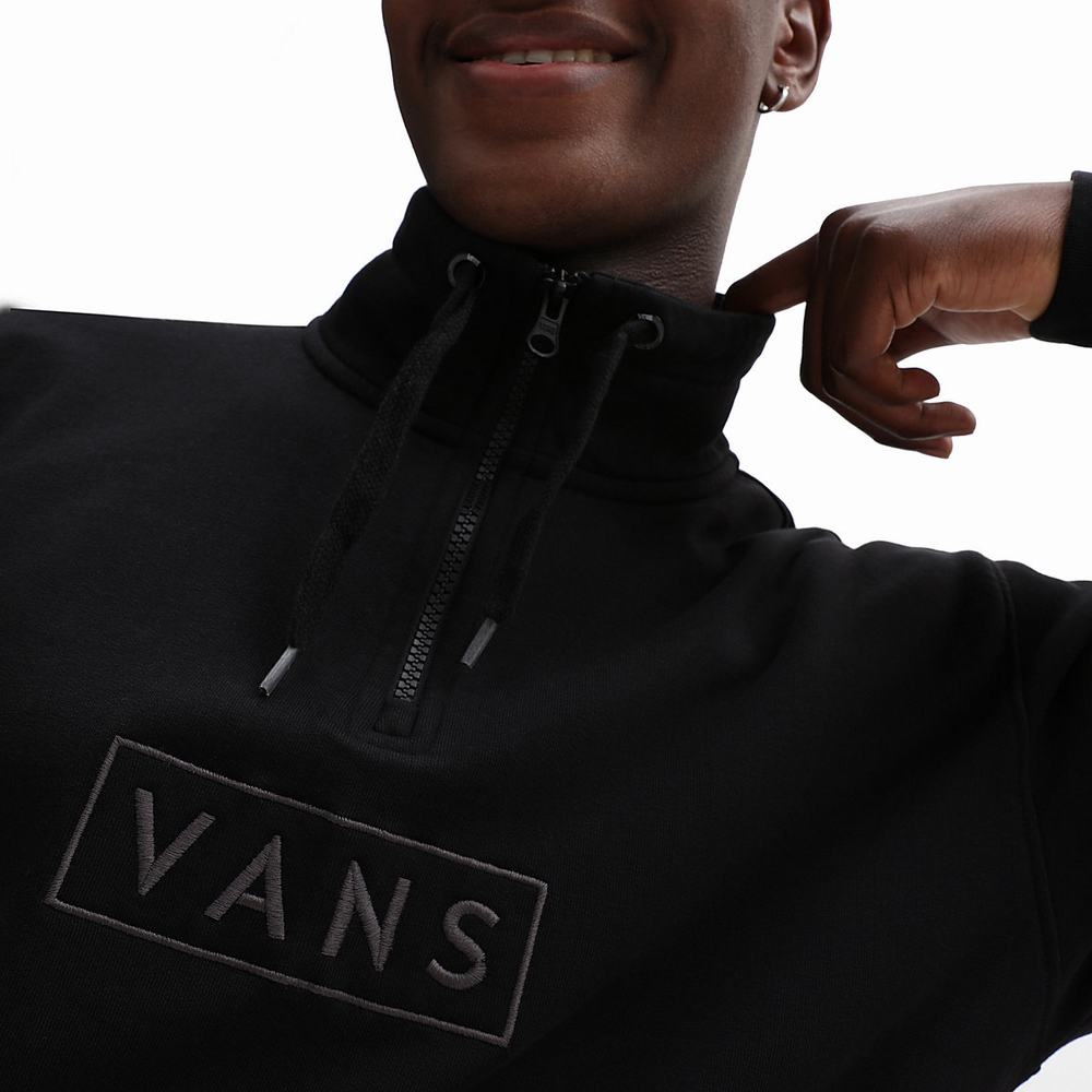 Men's Vans Easy Box Q-Zip Sweatshirts Black | USA85492