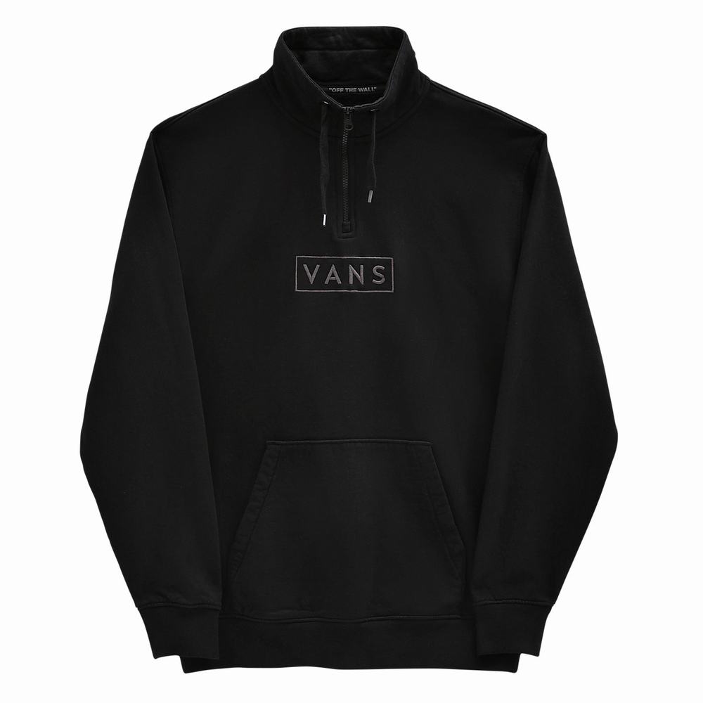 Men's Vans Easy Box Q-Zip Sweatshirts Black | USA85492