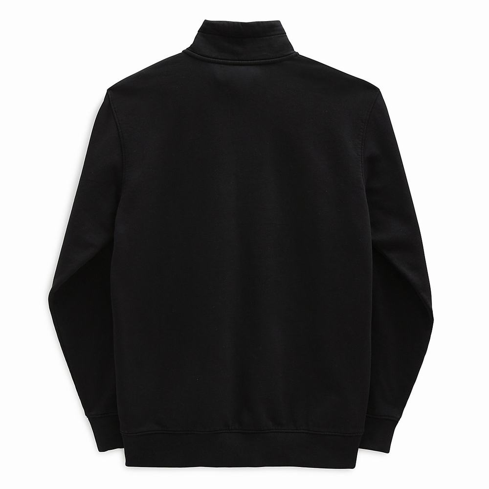 Men's Vans Easy Box Q-Zip Sweatshirts Black | USA85492