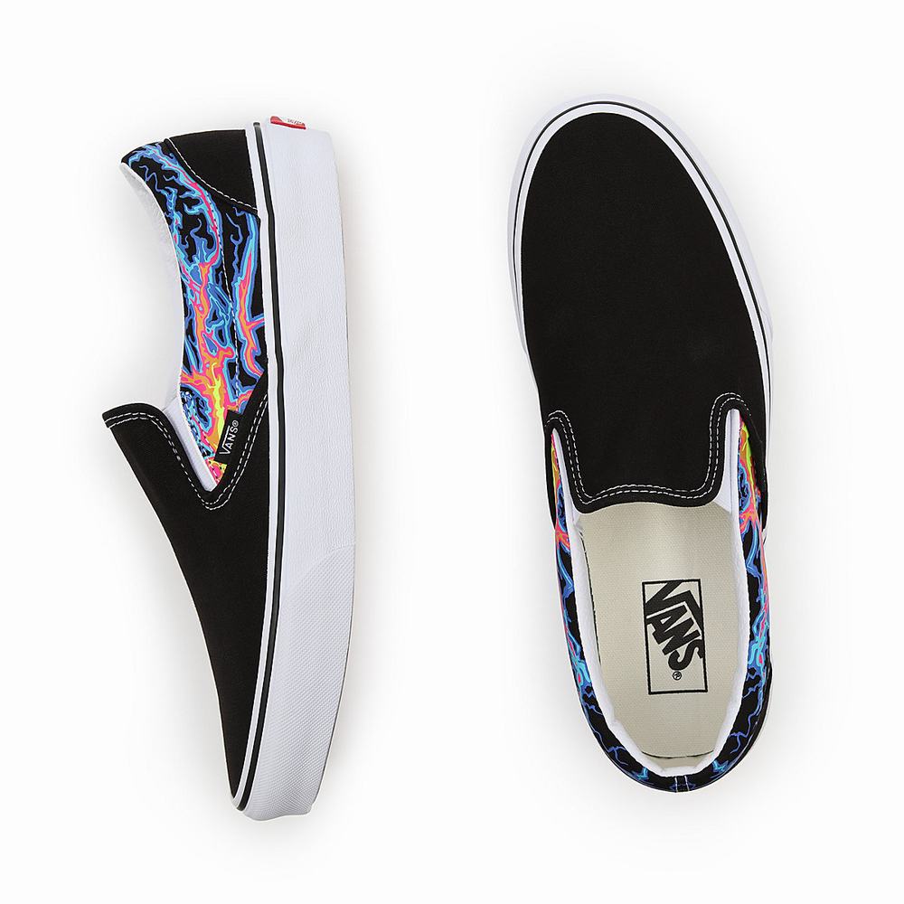 Men's Vans Electric Flame Classic Slip On Shoes Black / Multicolor | USA41982