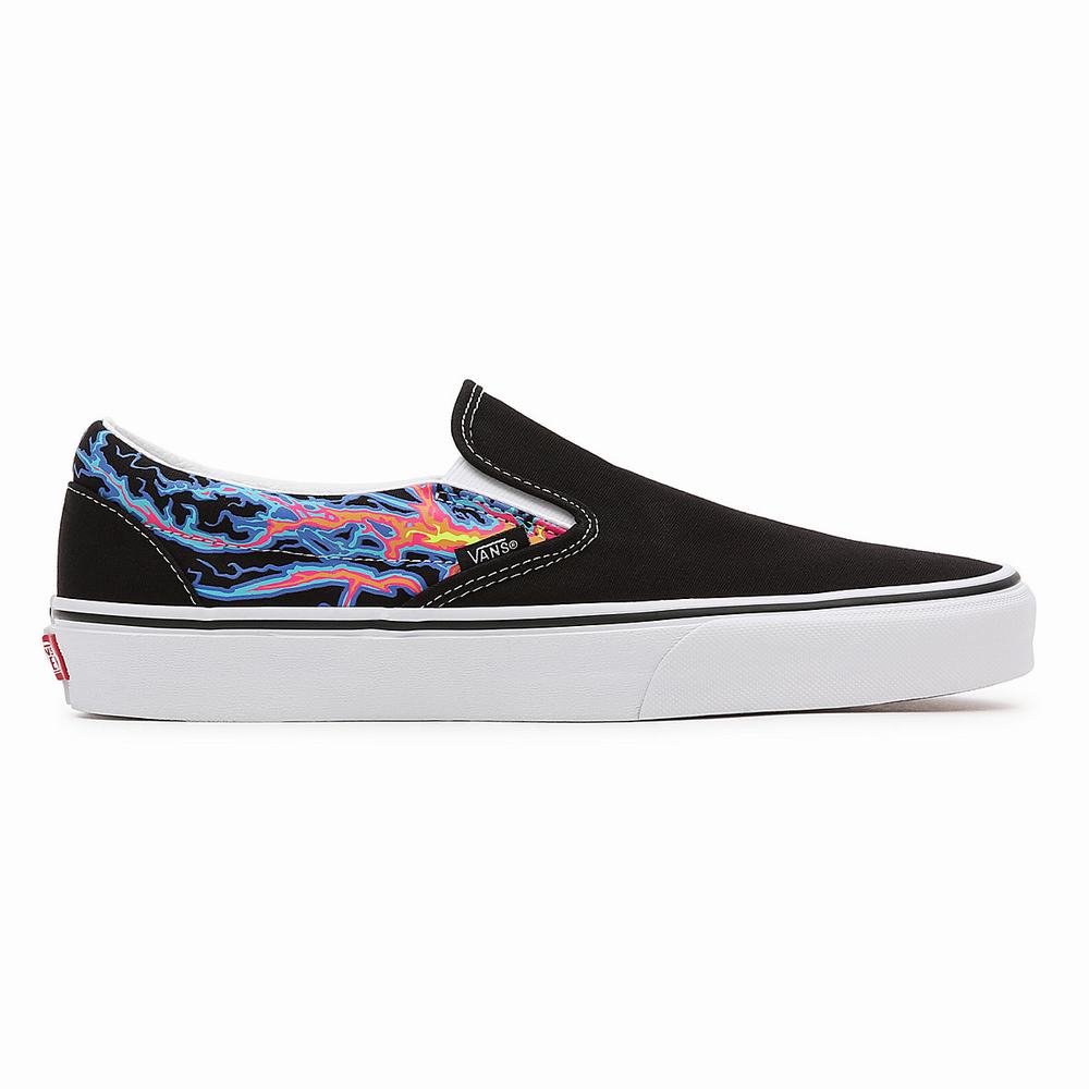 Men's Vans Electric Flame Classic Slip On Shoes Black / Multicolor | USA41982