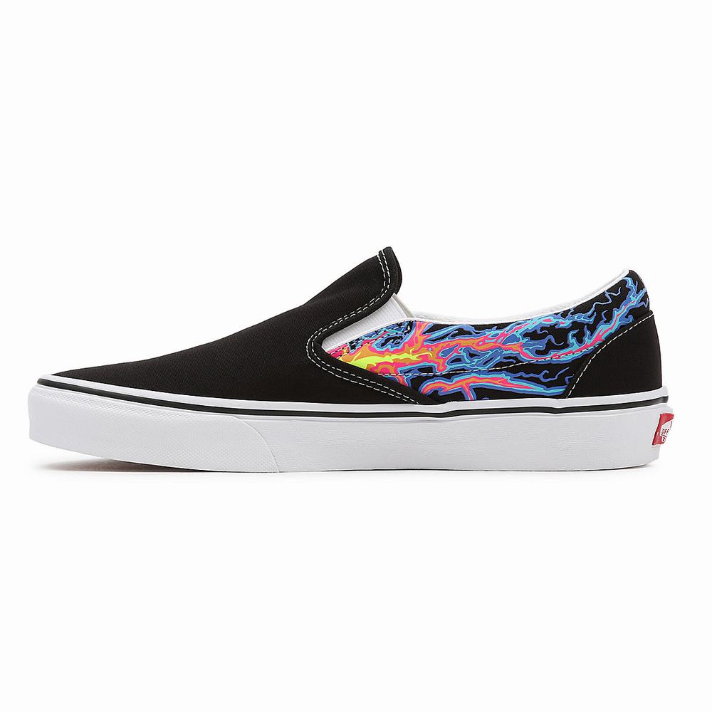 Men's Vans Electric Flame Classic Slip On Shoes Black / Multicolor | USA41982