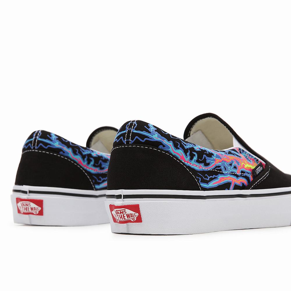 Men's Vans Electric Flame Classic Slip On Shoes Black / Multicolor | USA41982