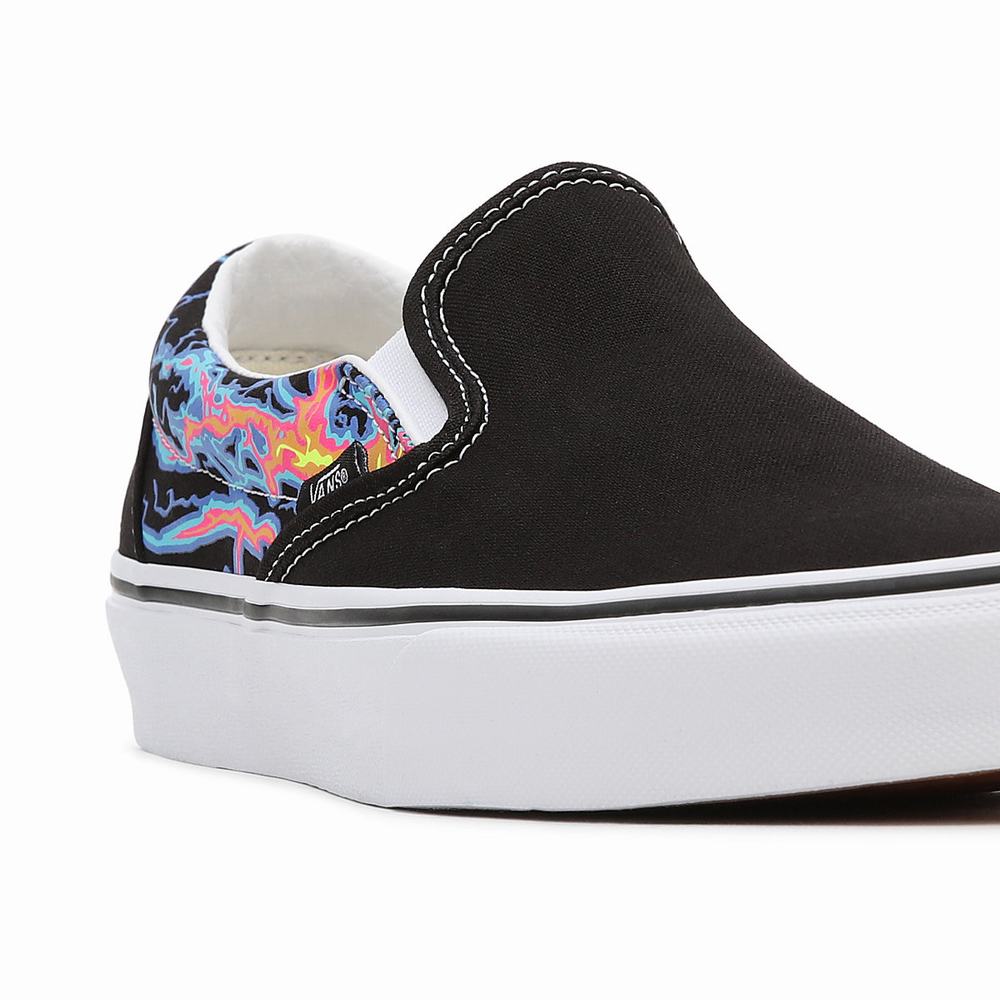 Men's Vans Electric Flame Classic Slip On Shoes Black / Multicolor | USA41982