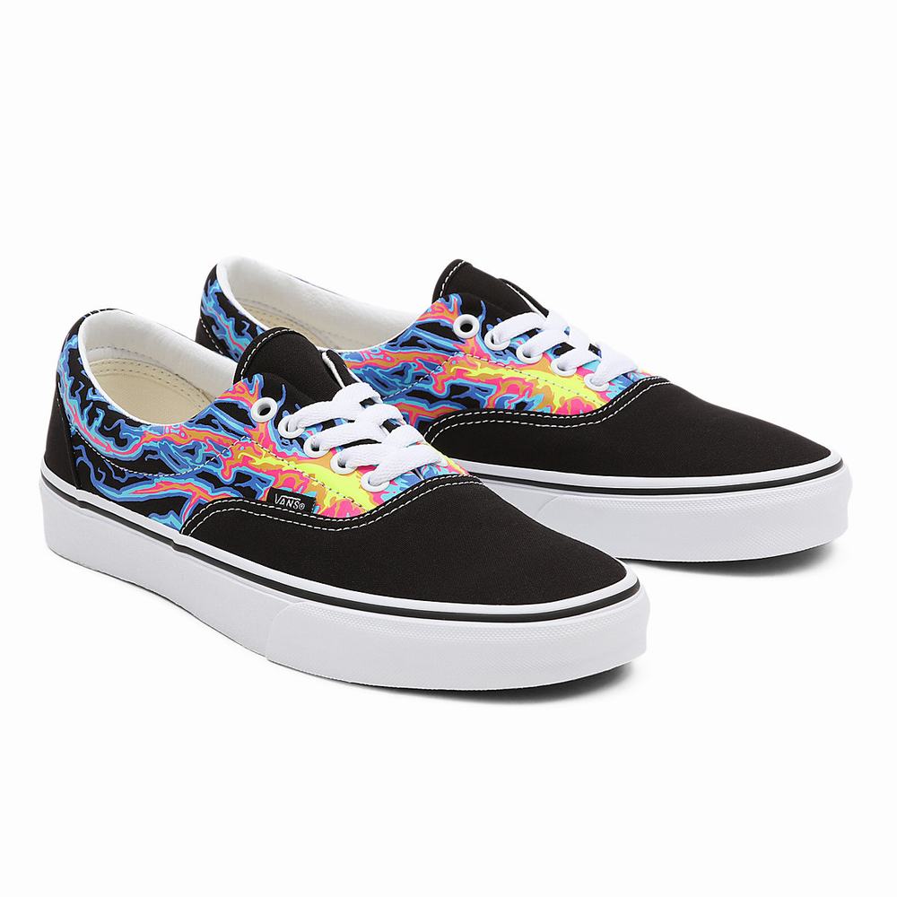 Men\'s Vans Electric Flame Era Sneakers Black / Multicolor | USA69572