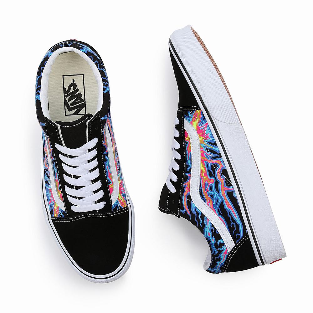 Men's Vans Electric Flame Old Skool Sneakers Black / Multicolor | USA24615