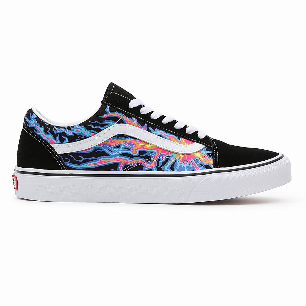 Men's Vans Electric Flame Old Skool Sneakers Black / Multicolor | USA24615