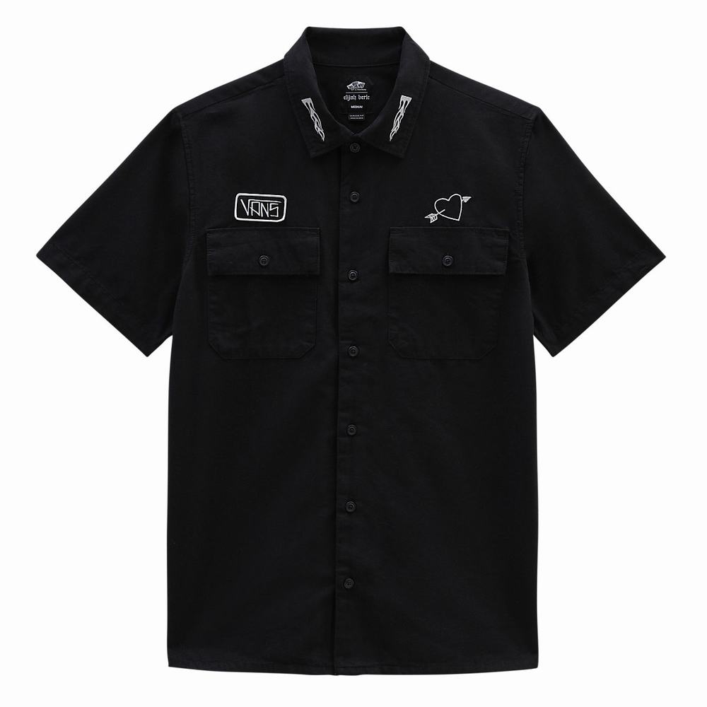 Men's Vans Elijah Berle Woven Shirts Black | USA96027