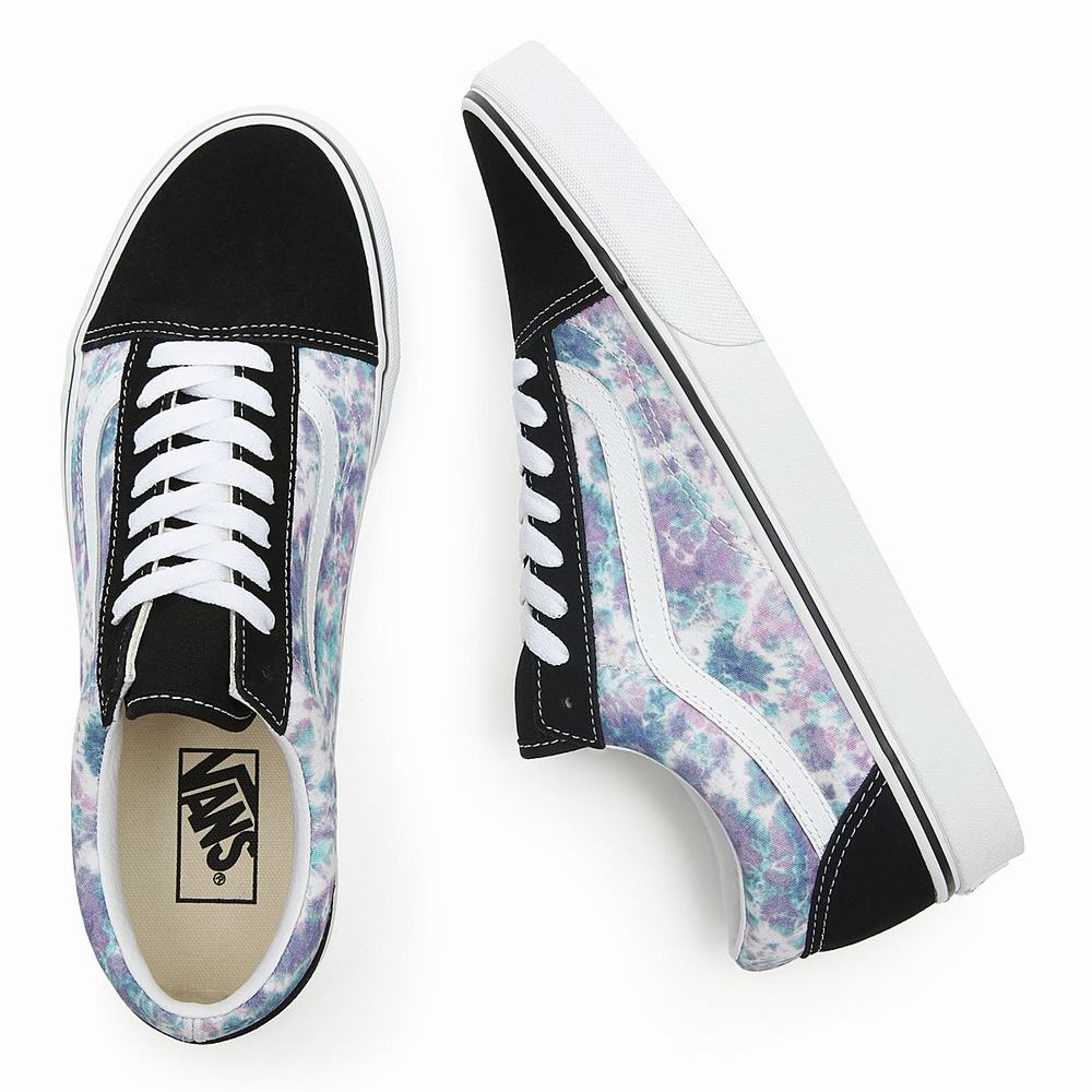 Men's Vans English Lavender Tie Dye Old Skool Sneakers Black | USA64820