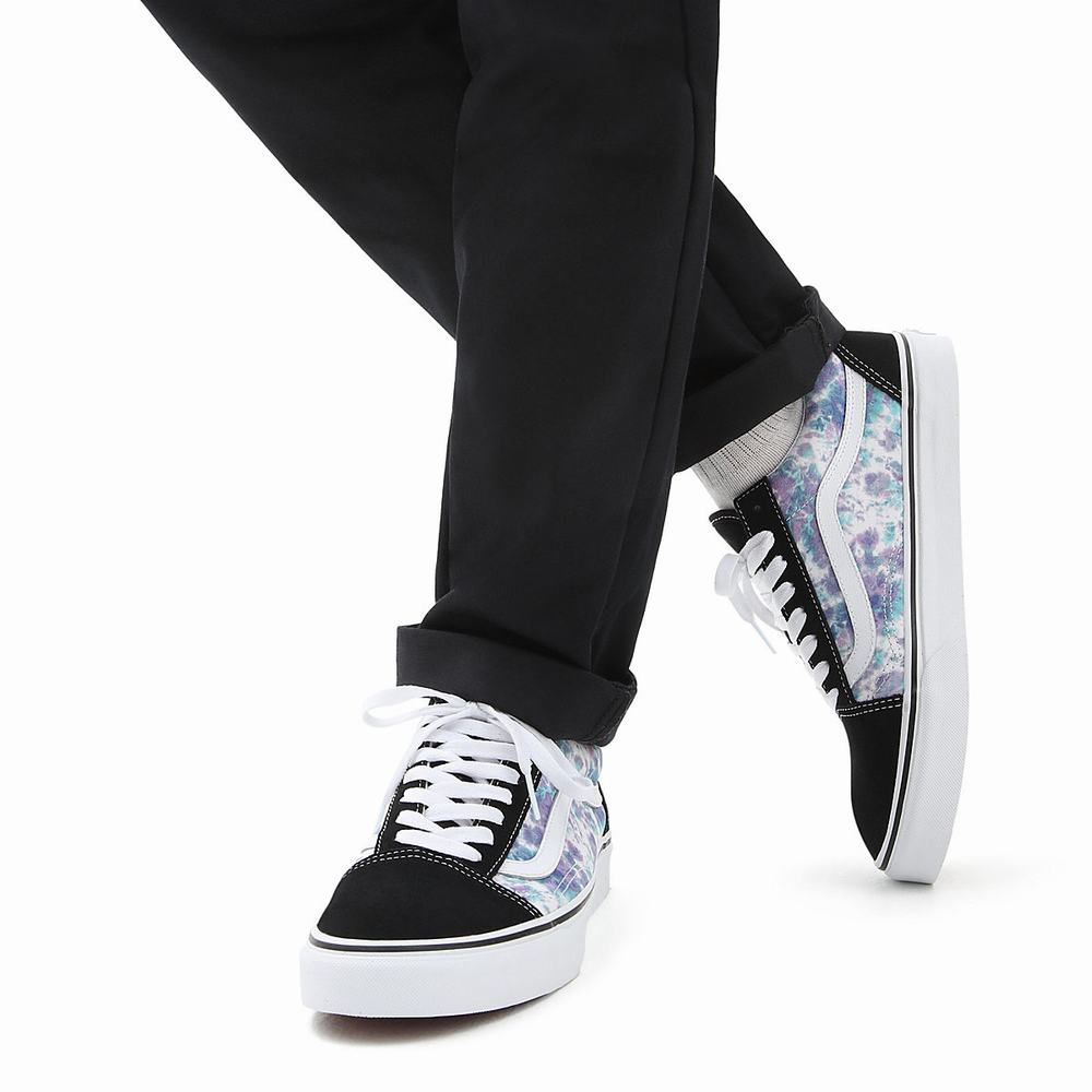 Men's Vans English Lavender Tie Dye Old Skool Sneakers Black | USA64820