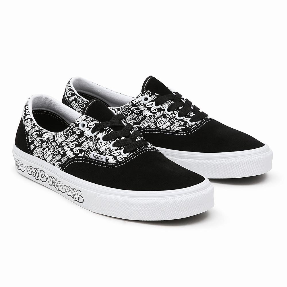 Men\'s Vans Era Sneakers Black / White | USA36852