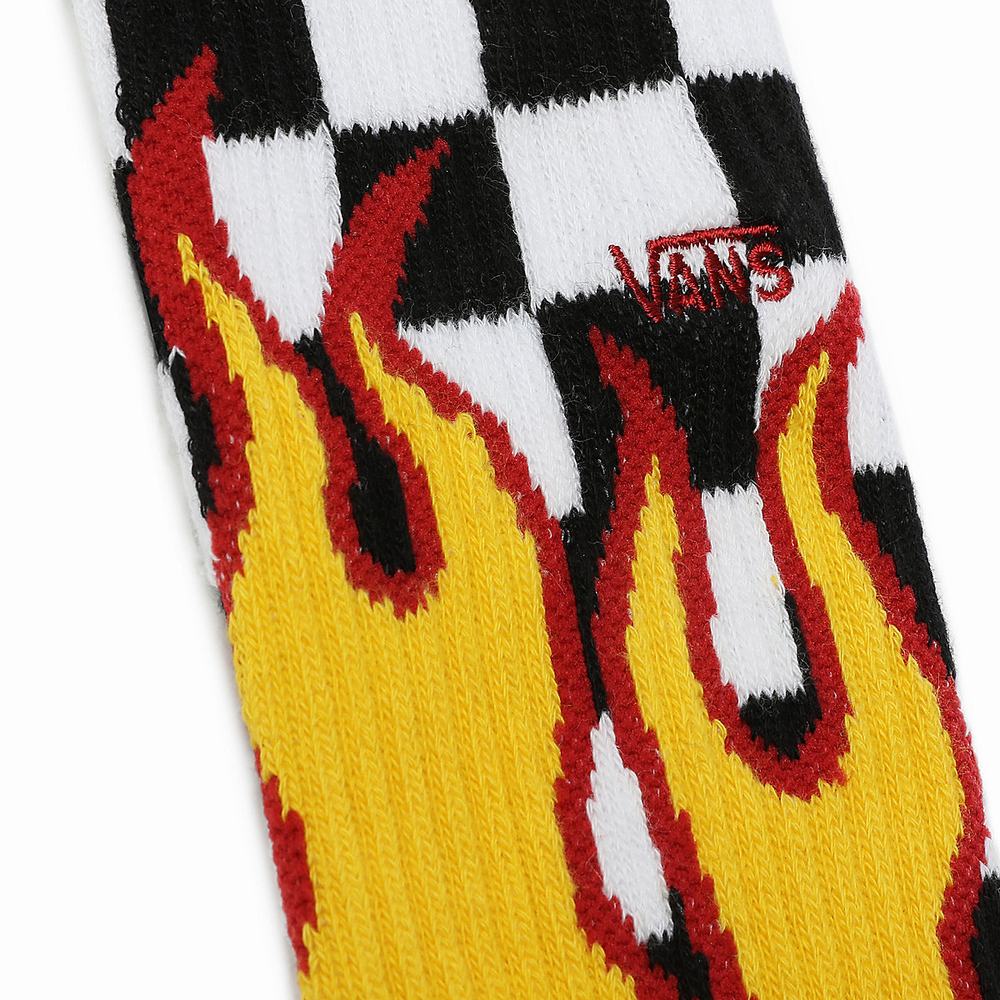 Men's Vans Flame Check Crew (1 pair) Socks Black | USA63128