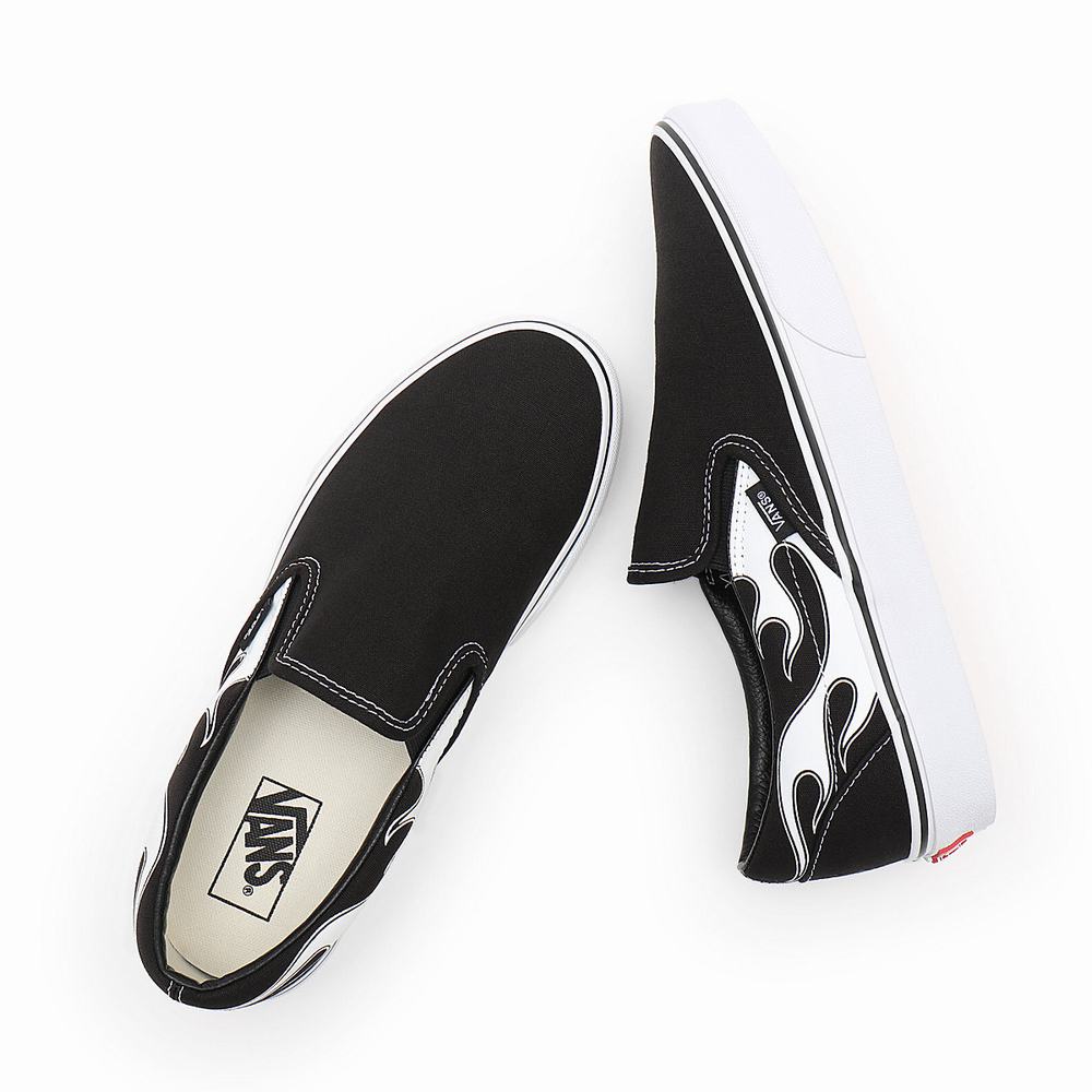 Men's Vans Flame Classic Slip On Shoes Black | USA25047