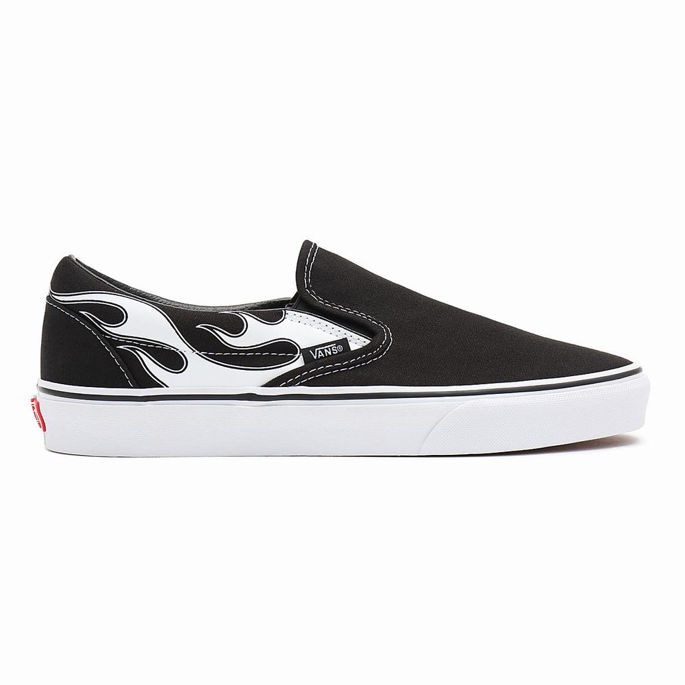 Men's Vans Flame Classic Slip On Shoes Black | USA25047