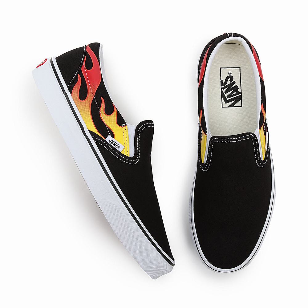 Men's Vans Flame Classic Slip On Shoes Black | USA41675