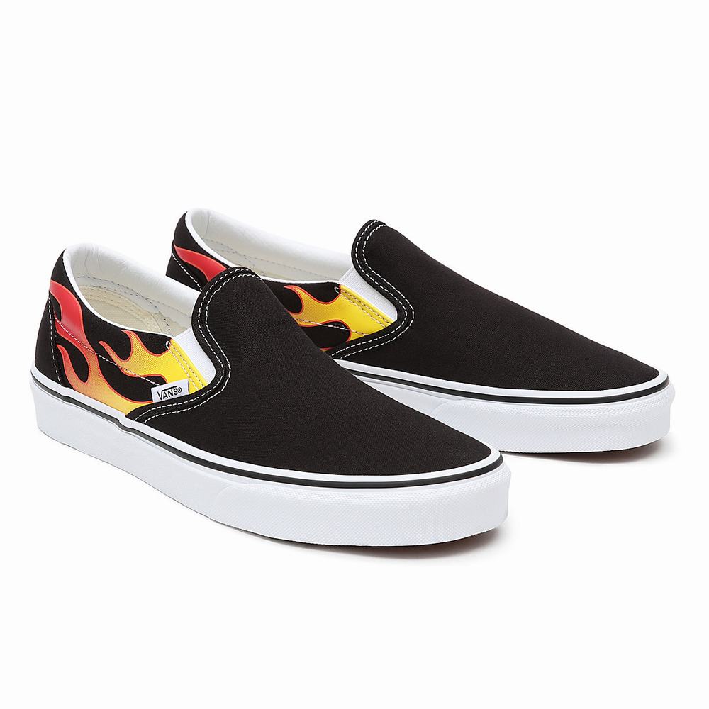 Men\'s Vans Flame Classic Slip On Shoes Black | USA41675